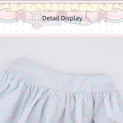 Blue Floral Print Bubble Shorts - serendipity