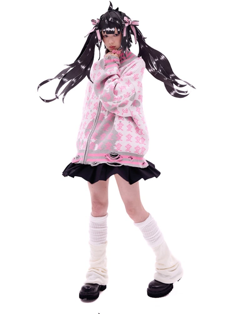 Black/Pink Bow Double Ponytail Cartoon Hat