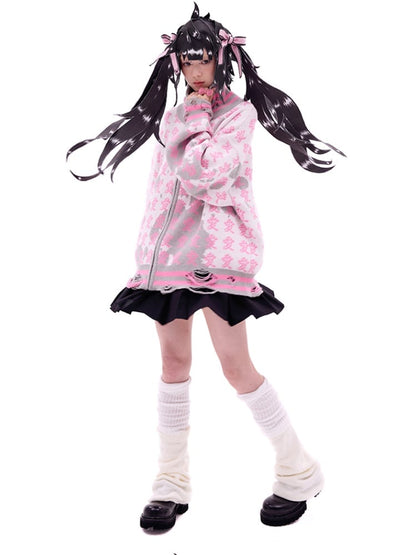 Black/Pink Bow Double Ponytail Cartoon Hat