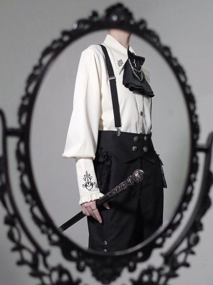 Embroidery Shirt Collar Fashion Apricot Ouji Pointed