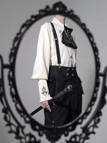 Shorts Shoulder Black Foldover Fashion Waist Straps with Ouji