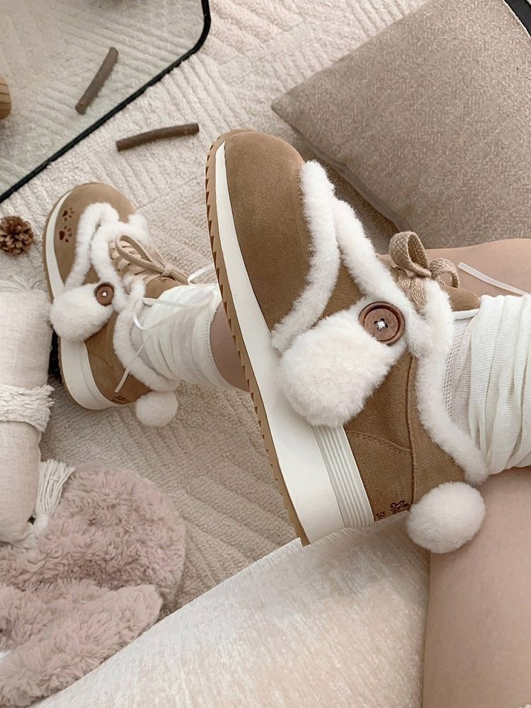 Sneakers Embroidery Sweet Lolita - Brown Paw