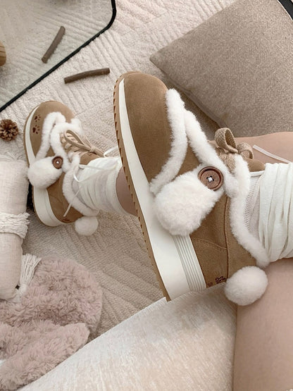 Sneakers Embroidery Sweet Lolita - Brown Paw