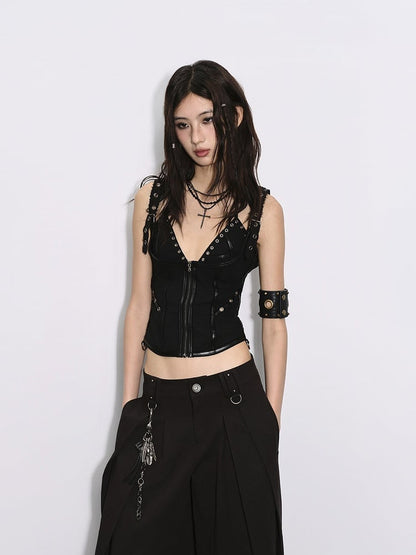 Studded Accent Black Snakeskin Punk Armlet