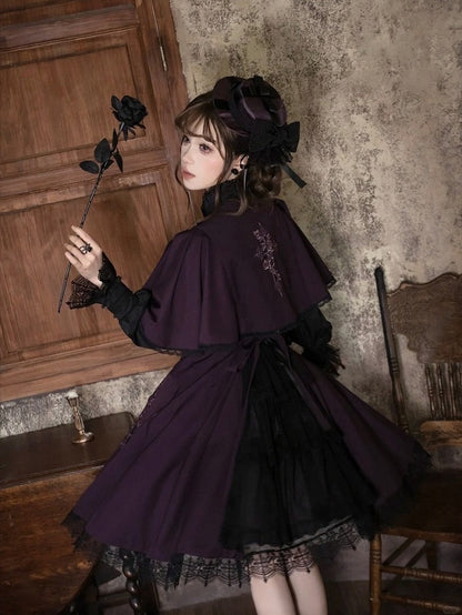 Purple Gothic JSK with Back Slit Skirt - iris de nuit