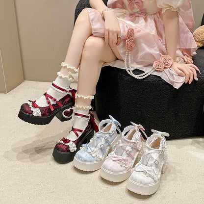 Lolita Lace Mary Jane Block Heel Shoes – Soft Sole Sweet Pumps