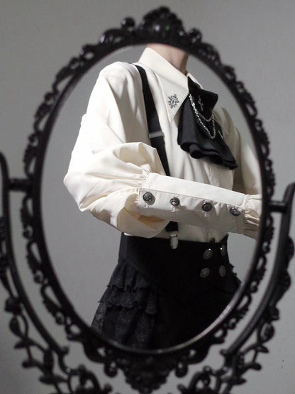 Shirt Embroidery Ouji Pointed Apricot Collar Fashion