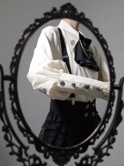 Embroidery Shirt Collar Fashion Apricot Ouji Pointed