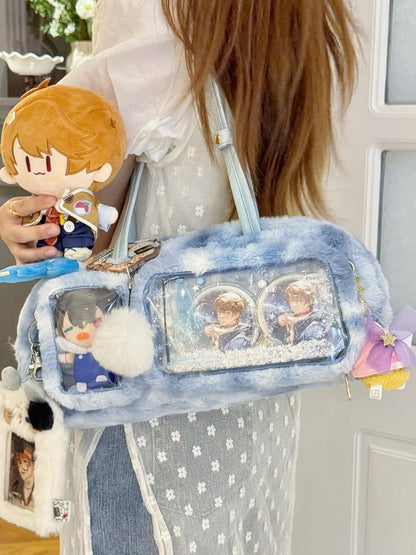 Blue Design Plush Bread Bag Shoulder Ita Sky