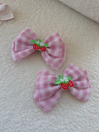 Rosa / Rot / Schwarz / Blau Erdbeere Bowknot Haarspange