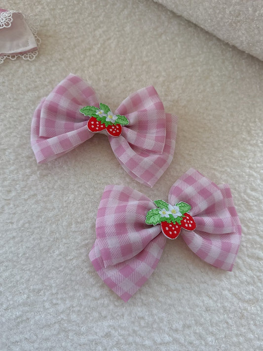 Rosa / Rot / Schwarz / Blau Erdbeere Bowknot Haarspange