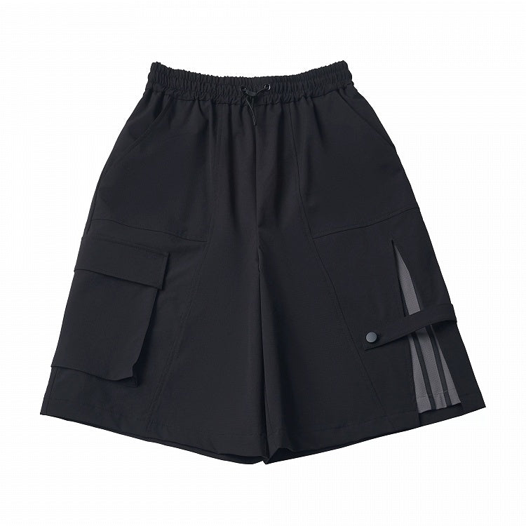 Black Breathable Wide Leg Shorts - PINK SAVIOR