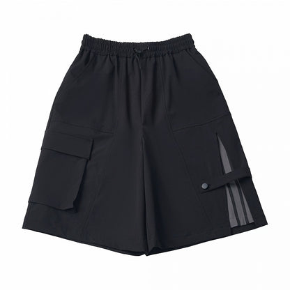 Black Breathable Wide Leg Shorts - PINK SAVIOR