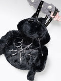 Y2K Rucksack Fleece Spider Schwarz Punk