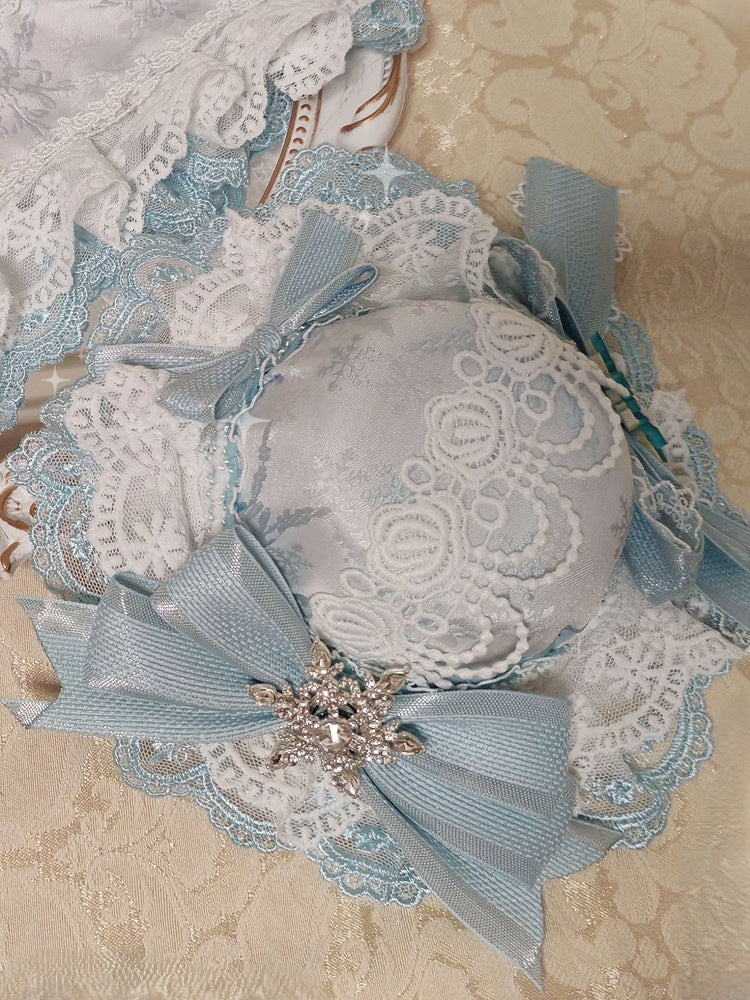 Clips Snowflake Hat Mini Bowknot Pink Decorated Lolita With / Blue