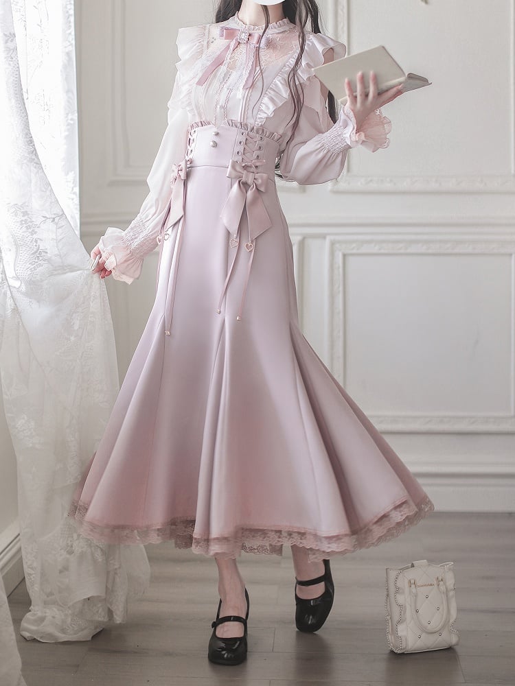 Charm Light Pink Sweetheart Bow Clips with Skirt