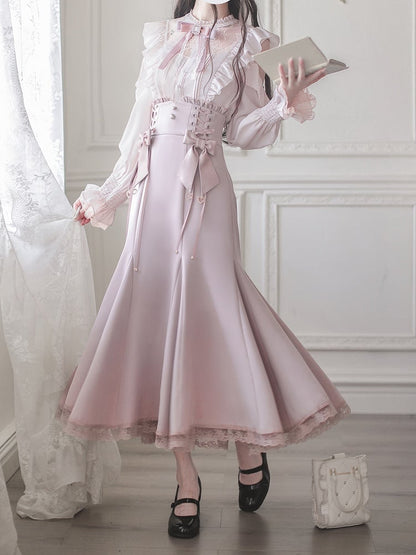 Charm Light Pink Sweetheart Bow Clips with Skirt