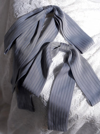 Lolita Gestreifte Schleifenbrosche Schwarz/Grau/Braun