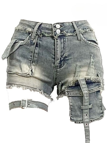 Design Blue Raw Bittersweet Distressed Hem Shorts