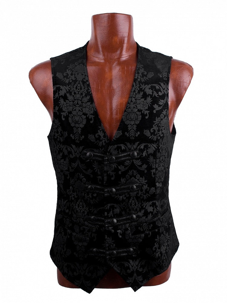 Black Vest Men's Printed Palace Gothic