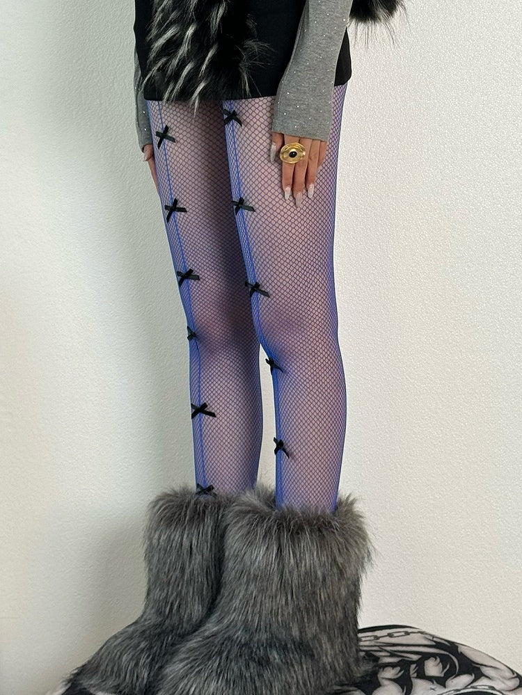 Details Fashion Blue/Black/Red/White Bowknot Tights Gyaru