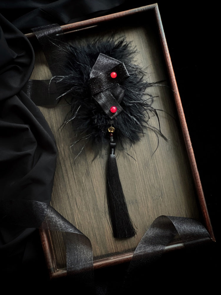 Red / Black / Purple Fluffy Claw Clip