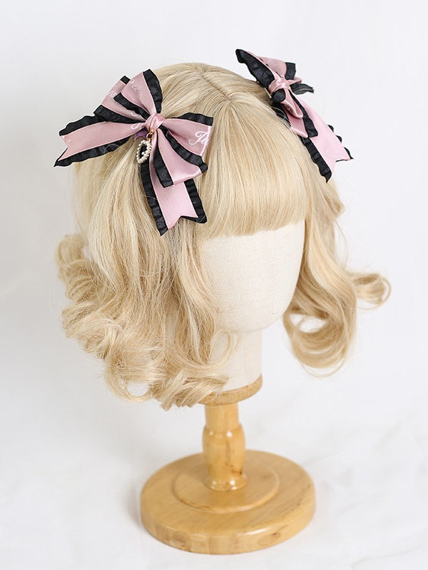 A Pair Letter Bowknot of Jirai 5 Colors Hairclips Ribbon Kei