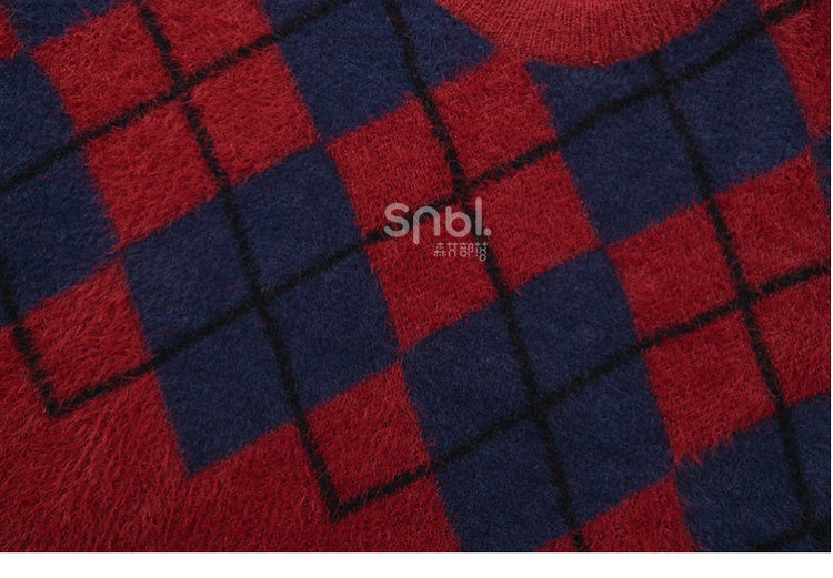 白雪姫プリンセス レッドダイヤモンド柄 モヘア ルーズセーター