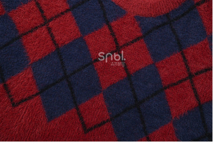 白雪姫プリンセス レッドダイヤモンド柄 モヘア ルーズセーター