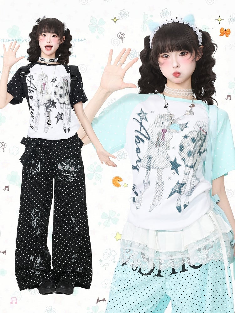 Monochrome Pixel-Printed Tee with Retro Graphic - Languid Park