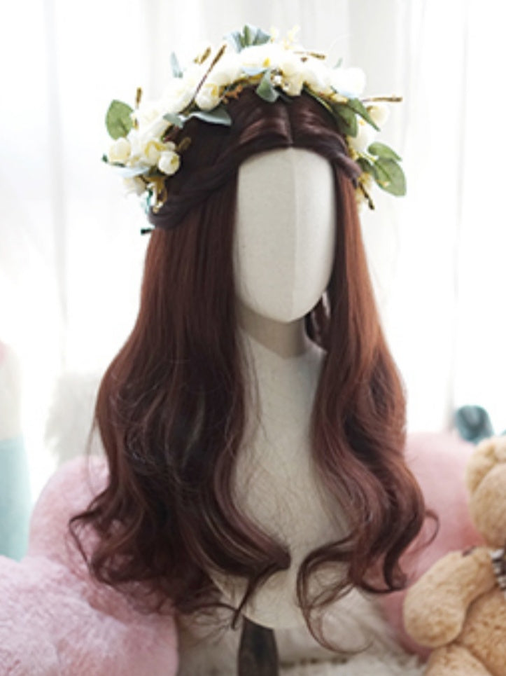 ダークブラウンのロングウェーブウィッグ