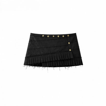 Jupe asymétrique zippée courte latérale - Gyaru Noir
