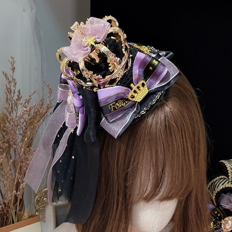 Details Hat Hime Lolita Mini Bowknot Pink/BlackPurple Crown