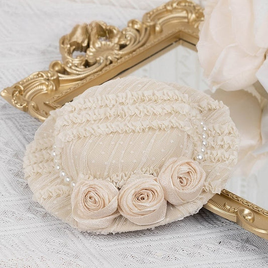 Rose Hat Mini Decorations Lace Bead Vintage Accents and Champagne with