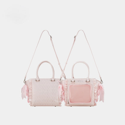 Ruffled Bag Details Handbag/Crossbody Trim Bowknot Ita Pink
