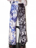 Blau-schwarze Hose mit weitem Bein und Y2K-Print