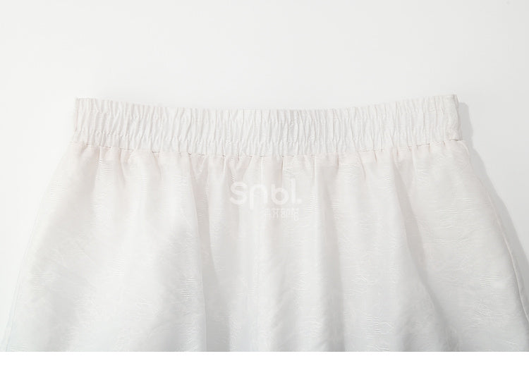 Farbverlaufshose Chiffon Blumendruck Bein Weit Blau