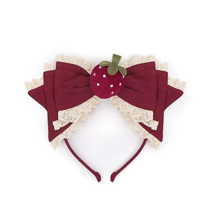 Sweet Bowknot with Strawberry Accents Red Lolita KC Wine
