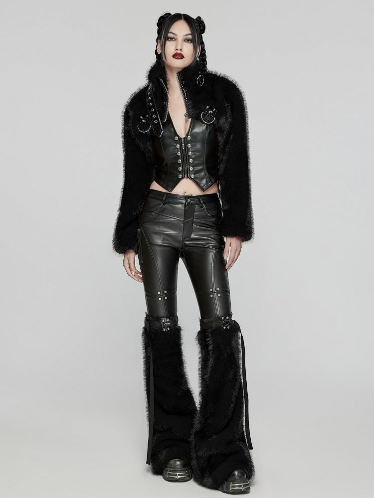 Short Fur Jacket Personalized Black Punk