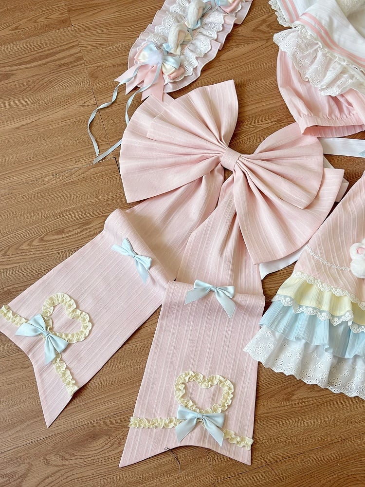 Grün / Rosa Schleifenschleppe Groß