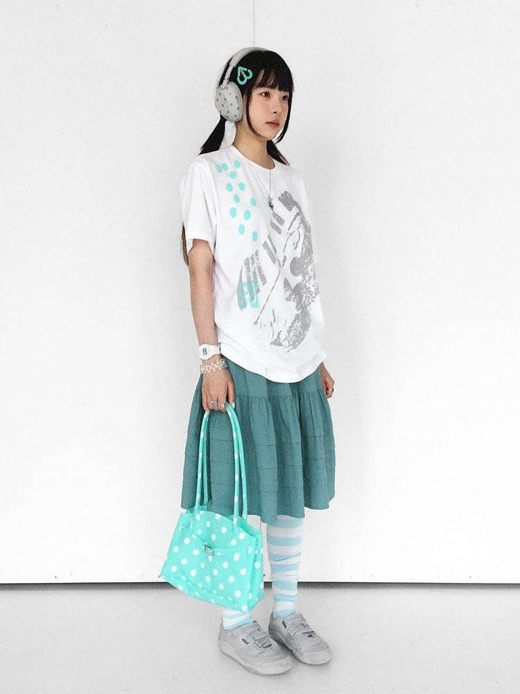 White Crew Neck Tee with Distressed Print - innomoood