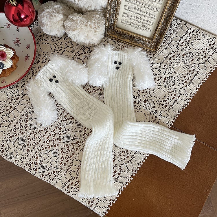 Puppy-Ear Plush Leg Warmers