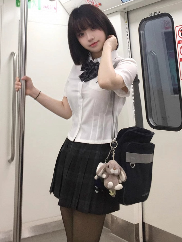 Preppy White Shirt Style Letter Embroidery Uniform JK