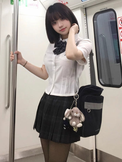 Preppy White Shirt Style Letter Embroidery Uniform JK