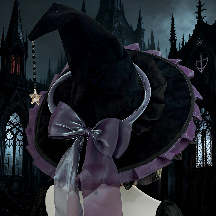 Bow Gothic Hat Accents Black Color 5 Star Options Witch