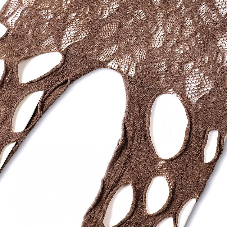 ブラック / ホワイト / グレー / ブラウン カットアウト フィッシュネット タイツ