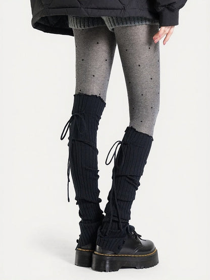 4-Color Ruffle Leg Warmers with Bow and Button Decorations - ModaSwings