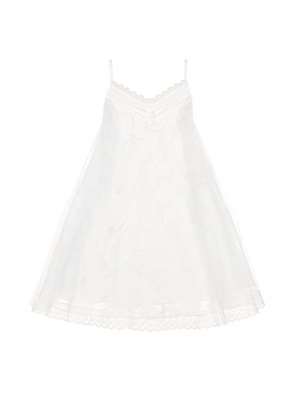 Weiße Version Träger Spaghetti Kurzes Kleid Verstellbarer V-Ausschnitt