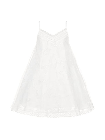 Weiße Version Träger Spaghetti Kurzes Kleid Verstellbarer V-Ausschnitt