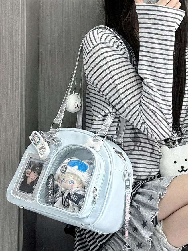 Carrying in with Options Blue Casual Ita Triple PU Silver Bag